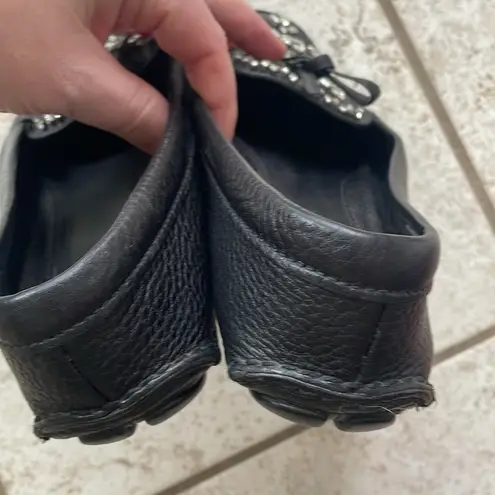 Prada  Black Crystal Embellished Leather Loafers thumbnail 10