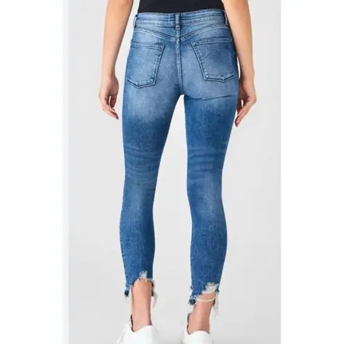 DL1961 Farrow instraslim ankle distressed knee chewed hem jeans 28