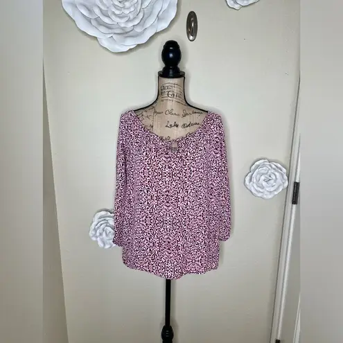 Laundry by Shelli Segal NTM:  Pink, Black & White Peasant Blouse Sz L