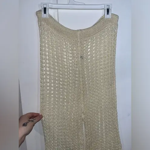 Odiva NWT Crochet Pullover Swimwear Cover Up Pants Size Large in Crème Color