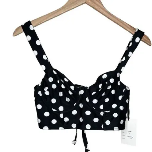 Unique Vintage retro swimsuit black polka dot bikini swim top size medium