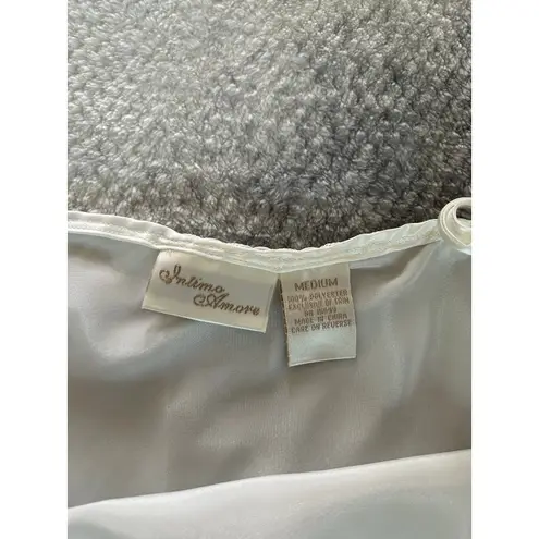 Vintage Intimo Amore Nightgown Sexy Satin Like Lace White Slip 90s Size Medium