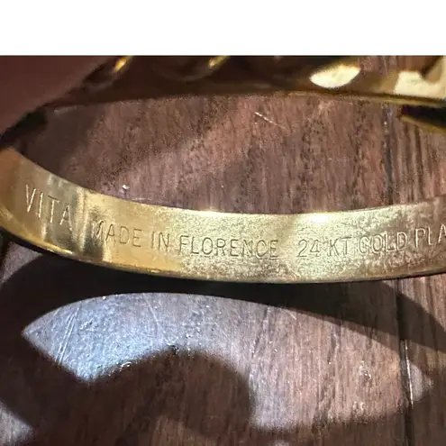 Vintage Vita Florence 24k Gold Bangle & Modern Manelli Silver Leather Bracelet