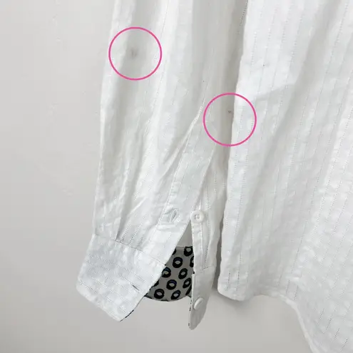 Birds of Paradis by Trovata Cotton Popover Button Blouse Shirt White