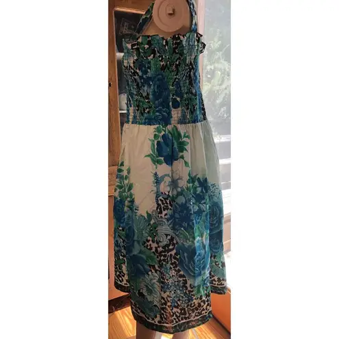 Anthony Richards Floral Square Neck Smocked Sundress Sleeveless Cotton Size LP