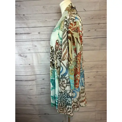 Ali Miles Boho Kimono Cardigan Medium Multicolor Lightweight Open Front