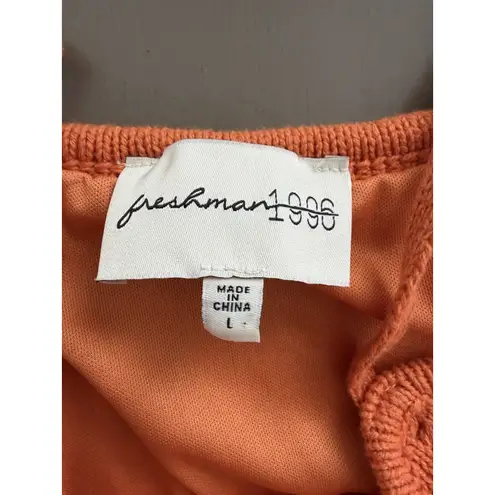 Freshman 1996 Orange Brown MIDI Sweater Dress Size Large Spaghetti Strap Knit