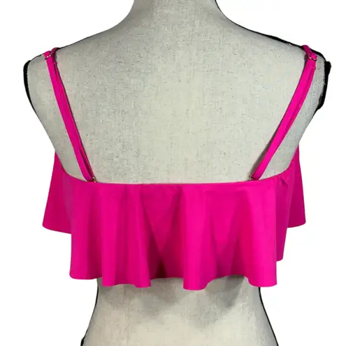 La Blanca SZ 12 Island Goddess Bandeau Bikini Swim Top UPF 50+ Ruffled Pop Pink