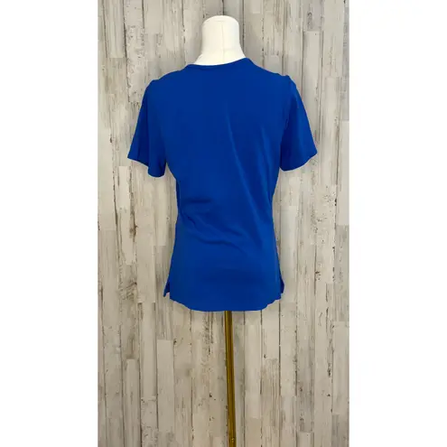 Jaanuu Women's Small V-Neck Blue Scrub Top Short Sleeve Workwear