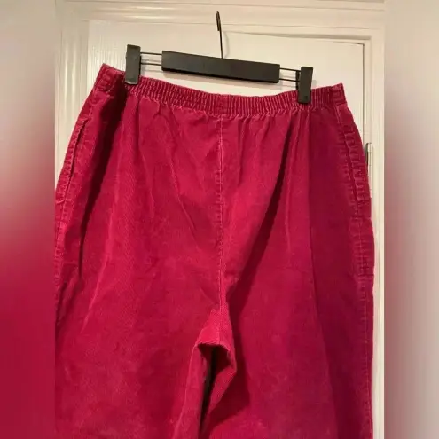 VTG Fox Collection Magenta Pink Elastic Waist High Rise Corduroy Pants Size 16
