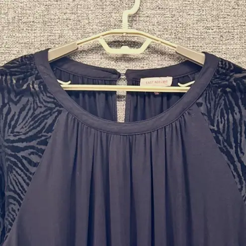 Velvet Burnout Blouse 2X Witchy Sheer Accent Dark Boho Unique Black