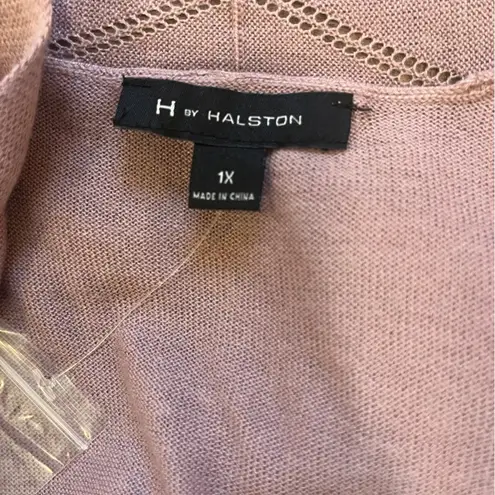 H by Halston Cardigan Womens 1X Light Purple Mauve Duster Open Front Dainty Boho