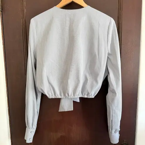 KIMBERLY TAYLOR | Black and White Stripe Tie Front Cropped Long Sleeve Top Large