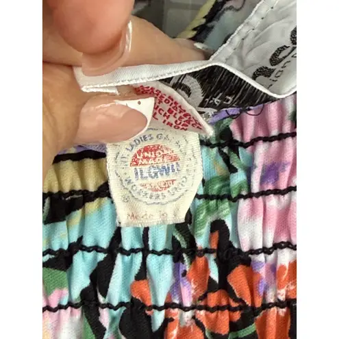 VTG 70s Hay Pence Floral Maxi Dress Smocked Sundress Colorful Summer Dress Black Size undefined