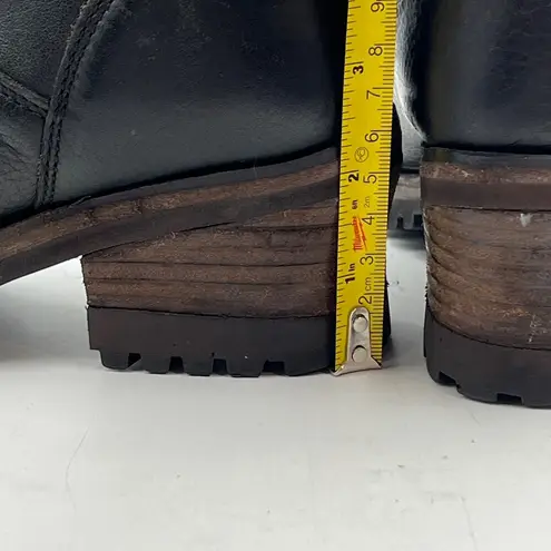 Ash Black Leather Lug Sole Boots Lace Up Moto Ankle Booties