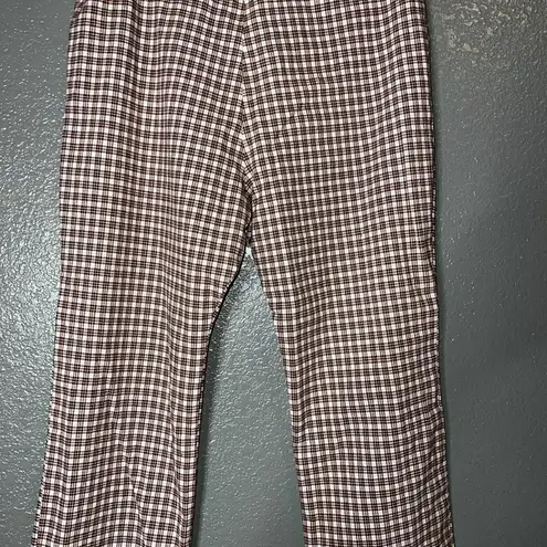 Brown & Cream Plaid Flare Pants Retro 70s Style Made in USA Women’s Medium