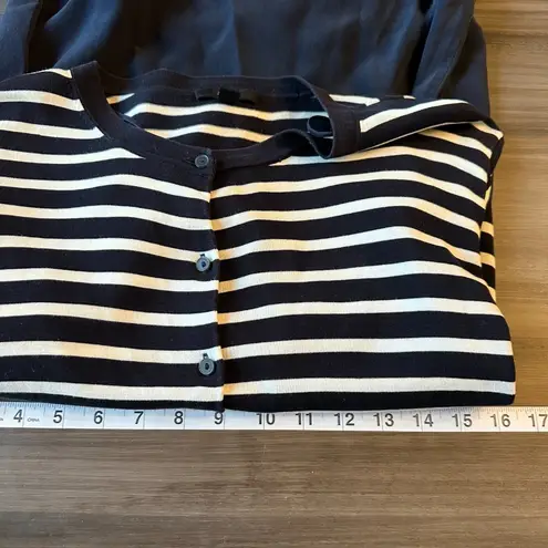 COS Womens Striped Cotton Silk Button Down Shirt Dress Blue and White Sz Medium