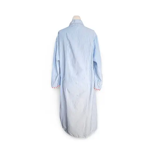 Vintage Chambray Denim Christmas Nightshirt Embroidered Teddy Bear Gifts Striped Blue Size L