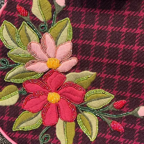 Gorgeous Vintage Isabella Fiore Purse Handbag Clutch Floral Embellished Beaded Pink