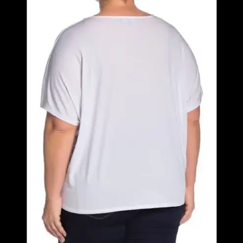 Eloquii white short sleeve twist front casual top