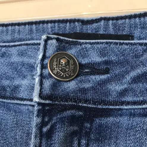 The Kooples Women's Short Fit Distressed Medium Wash Skinny Denim Jeans