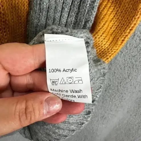 SheIn  sweater‎ dress womens small orange gray colorblock oversized boho layers