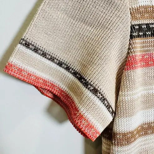 Bleeker Street Vintage 1960s Short Sleeve Midi Knit Dress Women's 8 Tan Coral Brown