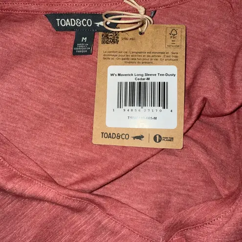 Toad & Co Maverick Long Sleeve V Neck T Shirt Dusty Cedar NWT Medium