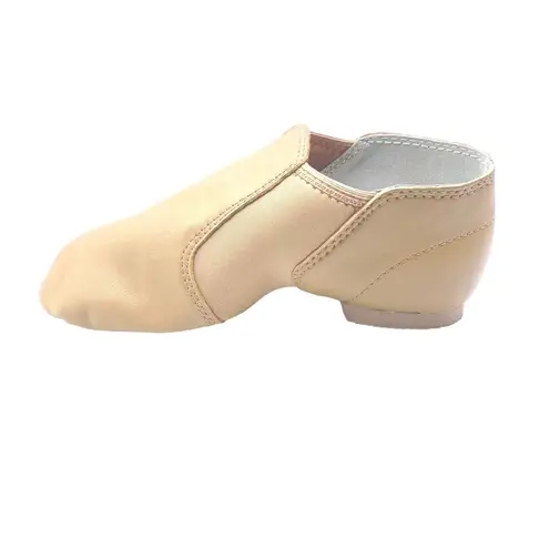 Dance Class Split Sole Jazz Boot Leather Dance Shoes 5 Spandex Inserts Caramel Brown