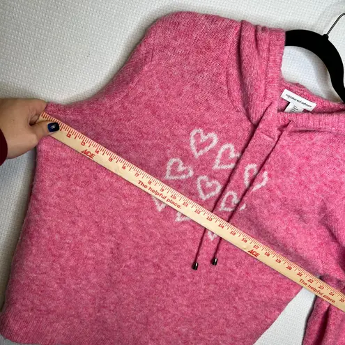 Cupcakes and Cashmere Pink Heart Print Hoodie Sweater Women's Large