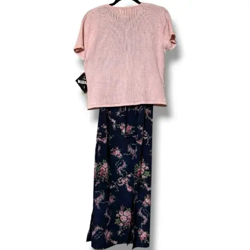 Dress Barn Vintage  Petite 2 pc set sz 10P short sleeve pink button up cardigan