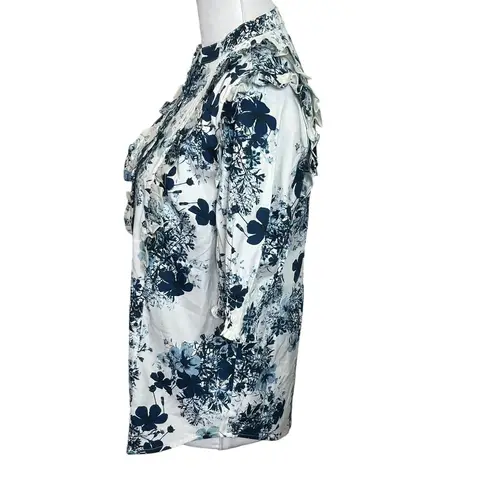 Universal Standard Erdem Kalina Floral Ruffle Shirt Size XS Button Up