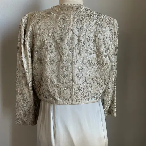 Niteline Formal Champagne Silk Beaded Long Dress with Jacket Size 6