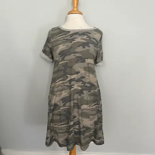 ee:some Casual Comfy Camo Short Sleeve Tshirt Dress