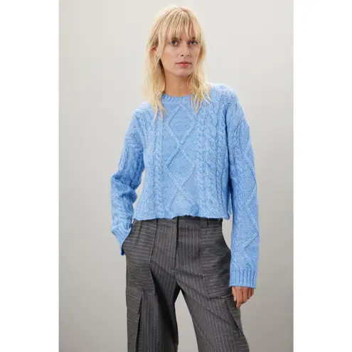 Rachel Parcell Baby Blue Cable Knit Long Sleeve Crewneck Sweater size Small
