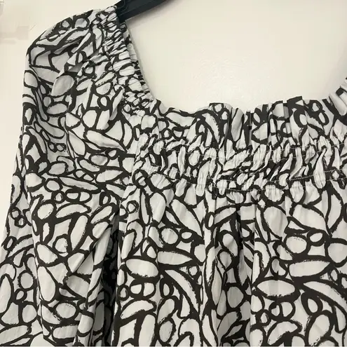 Open Edit Women's Cropped Top Off Shoulder Blouse Puff Sleeve Medium