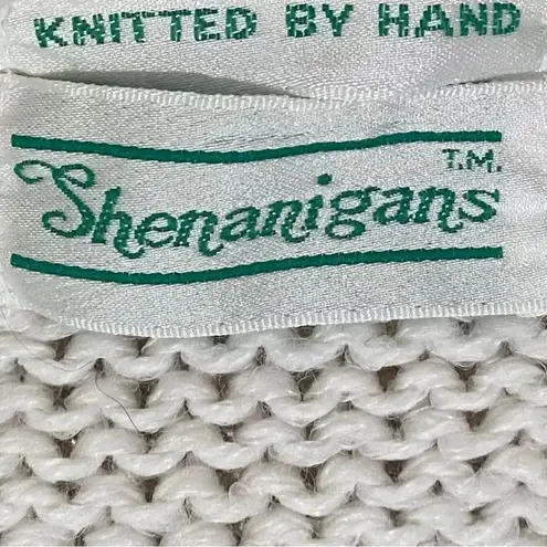 VINTAGE 80s SHENANIGANS Women’s White Sweater Hand Knitted Flower Design Small