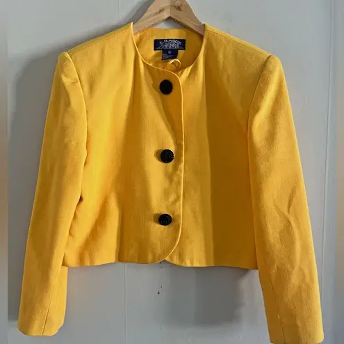 Vintage Mod Cropped Blazer Yellow Swing Jacket Statement Buttons Size 10