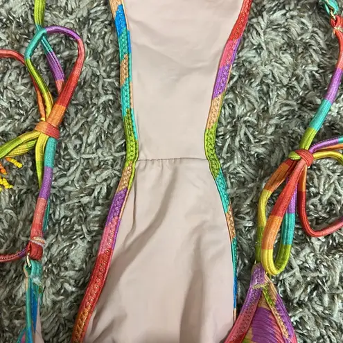 Farm Rio Ribbed Light Chevron Tie Side Brazilian Bikini Bottom