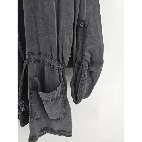 Thread & Supply Charcoal Gray Washed Utility Jacket Drawstring Waist Large