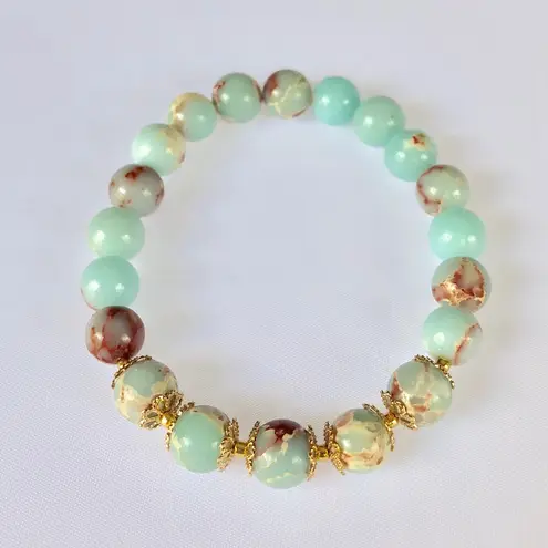 GEMSTONE | Sea Sediment Jasper Beaded Bracelet Blue