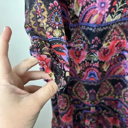 MISA Los Angeles MISA Womens Olivia Dress XS NEW Paisley Sheer Long Sleeve Event Ruffle Floral - Image 8