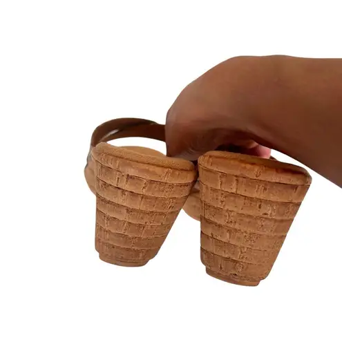 Italian Shoemaker Snakeskin Print Criss Cross Wedges Sz 6 Tan