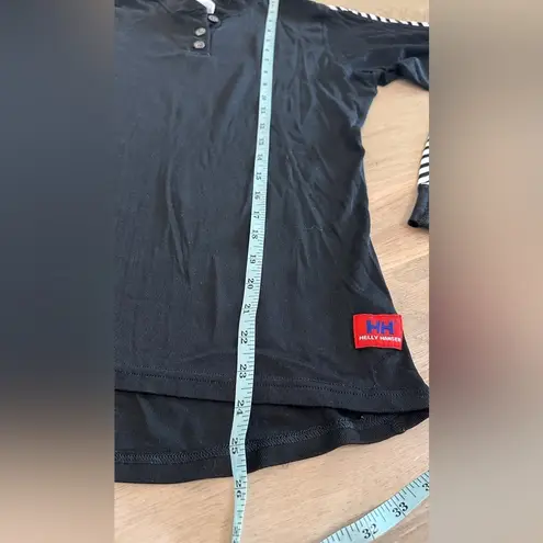 Helly Hansen women’s long sleeve Henley base layer top black white size large