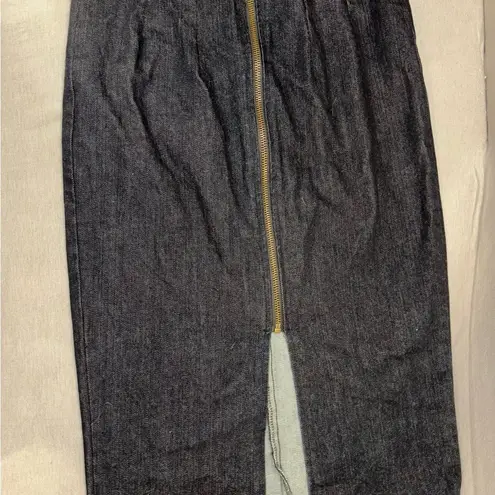 Urban Renewal midi denim skirt dark wash size small long zipper in back