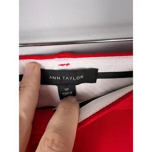 Ann Taylor  Red Dress Pants Women 12 Tall Stretch Career Ankle Slacks 27” Inseam