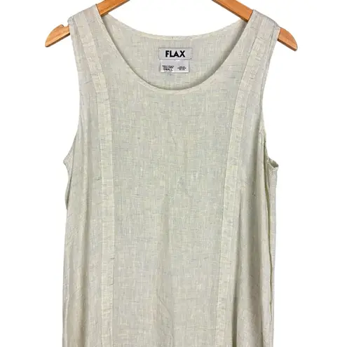 Flax brand Sleeveless Scoop Neck Vented Sides Linen Midi Dress fits Sizes 6 8 10