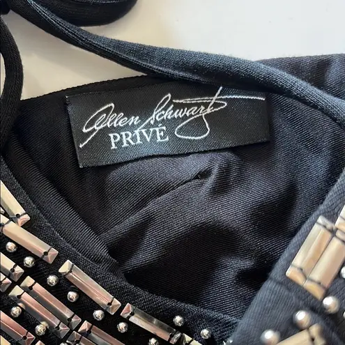 Allen Schwartz Prive sleeveless sheath dress with a beaded, embellished neckline Black