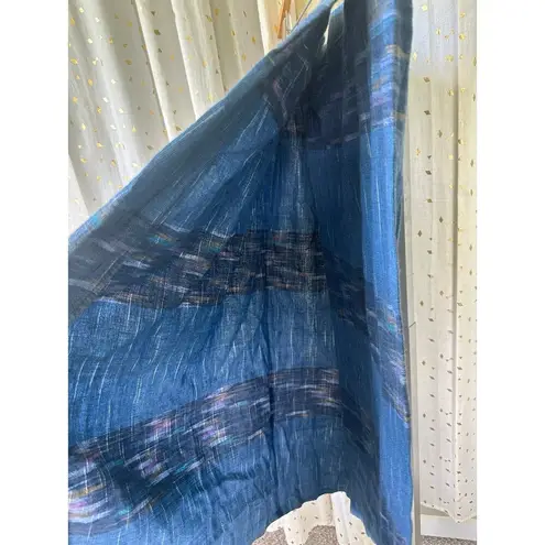 Kantha Indigo Dyed Saree Batik Ikat Wrap Hook Midi Skirt One Size Size undefined