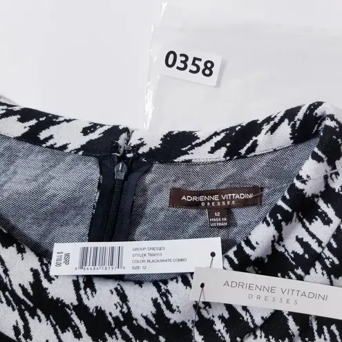 Adrienne Vittadini Hounds tooth Sheath Dress Black White Combo